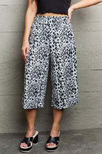 Leopard High Waist Flowy Wide Leg Pants with Pockets