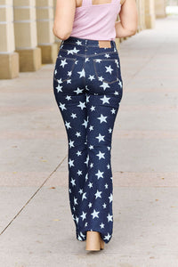 Janelle Full Size High Waist Star Print Flare Jeans
