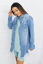 Load image into Gallery viewer, Distressed Raw Hem Denim Jacket
