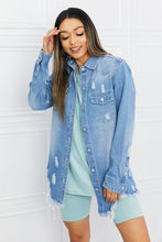 Load image into Gallery viewer, Distressed Raw Hem Denim Jacket