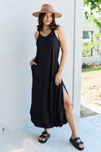Load image into Gallery viewer, Good Energy Cami Side Slit Maxi Dress in Black