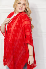 Load image into Gallery viewer, Pom-Pom Asymmetrical Poncho Cardigan in Red