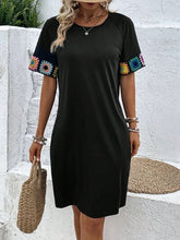 Load image into Gallery viewer, Embroidered Round Neck Short Sleeve Dress