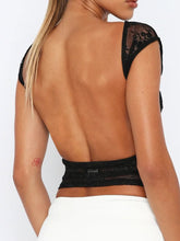 Load image into Gallery viewer, Backless Lace Cap Sleeve Top