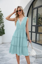 Load image into Gallery viewer, Contrast V-Neck Sleeveless Tiered Dress