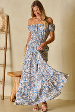 Load image into Gallery viewer, Printed Off-Shouder Short Sleeve Dress