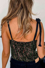 Load image into Gallery viewer, Glam Sequin V-Neck Tie Shoulder Bodysuit