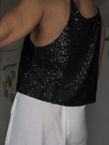 Party Time Sequin Deep V Tank