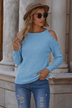 Load image into Gallery viewer, Round Neck Cold Shoulder Long Sleeve Sweater