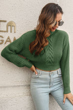 Load image into Gallery viewer, Olivia Cropped Mock Neck Cable-Knit Pullover Sweater