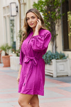 Load image into Gallery viewer, Hello Darling Half Sleeve Belted Mini Dress in Magenta