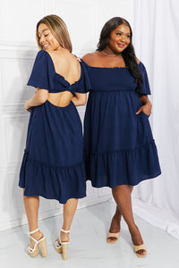 Let's Laugh Smocked Bow-Look Back Dress