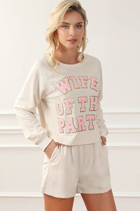 WIFE OF THE PARTY Round Neck Top and Shorts Lounge Set