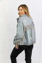 Load image into Gallery viewer, Time To Shine Twill Denim Fringe Jacket