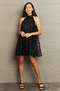 Noir Night Mock Neck Mini Dress