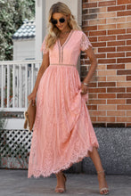 Load image into Gallery viewer, Scalloped Trim Lace Plunge Dress