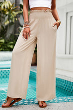 Load image into Gallery viewer, Smocked Wide Leg Pants with Pockets