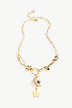 Load image into Gallery viewer, Rhinestone Star and Moon Paperclip Chain Necklace