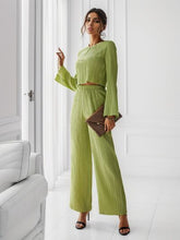 Load image into Gallery viewer, Hallie Round Neck Long Sleeve Top and Pants Set