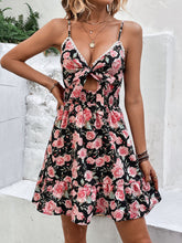 Load image into Gallery viewer, Tied Rose Print Spaghetti Strap Dress