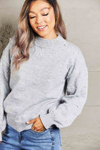 Load image into Gallery viewer, Pearl Dropped Shoulder Ribbed Trim Sweater