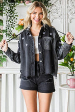 Load image into Gallery viewer, Star Embroidered Hooded Denim Jacket