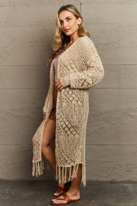 Boho Chic Full SWestern Knit Fringe Cardigan