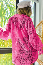 Load image into Gallery viewer, Oversize Button Up Long Sleeve Lace Shacket