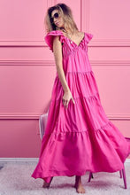Load image into Gallery viewer, Tiered Ruffled Cap Sleeve Maxi Dress