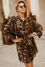 Load image into Gallery viewer, Leopard Buttoned Balloon Sleeve Dress