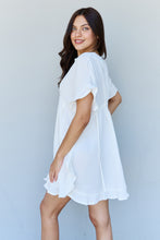 Load image into Gallery viewer, Out Of Time  Ruffle Hem Dress with Drawstring Waistband in White
