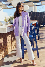 Load image into Gallery viewer, Distressed Button Down Denim Jacket in Lavender