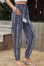 Load image into Gallery viewer, Geometric Print Tassel High-Rise Pants