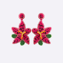 Load image into Gallery viewer, Bead Stainless Steel Flower Dangle Earrings