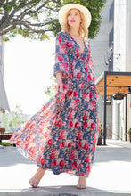 Load image into Gallery viewer, Floral Frill Trill Deep V Maxi Dress