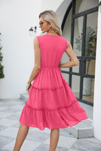 Load image into Gallery viewer, Contrast V-Neck Sleeveless Tiered Dress