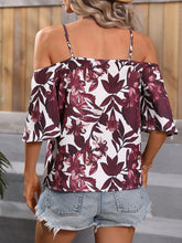 Load image into Gallery viewer, Floral Spaghetti Strap Cold-Shoulder Blouse