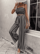 Load image into Gallery viewer, Let&#39;s go Raw Hem Straight Neck Cropped Top and Long Pants Set