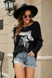 Sequin Graphic Dolman Sleeve Knit Top