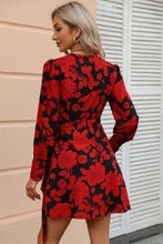Load image into Gallery viewer, Floral Print Surplice Neck Tie Waist Dress