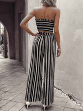 Load image into Gallery viewer, Let&#39;s go Raw Hem Straight Neck Cropped Top and Long Pants Set