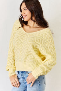V-Neck Patterned Long Sleeve Sweater