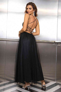 Jenna Lace-Up Backless Mesh Dress