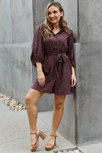 Load image into Gallery viewer, Hello Darling Half Sleeve Belted Mini Dress in Charcoal