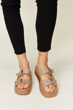 Load image into Gallery viewer, Link Rhinestone Buckled Wedge Sandals