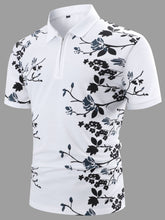 Load image into Gallery viewer, Floral Zip Short Sleeve Polo Shirt