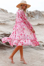 Load image into Gallery viewer, Printed Long Sleeve Tie Front Cover Up