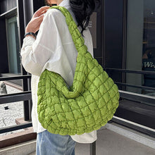 Load image into Gallery viewer, Quilted Pleated Plaid Shoulder Bag with Zipper