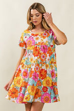 Load image into Gallery viewer, Floral Short Sleeve Tiered Dress