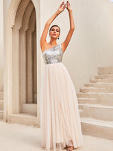 Load image into Gallery viewer, Two-Tone Sequin One-Shoulder Sleeveless Dress